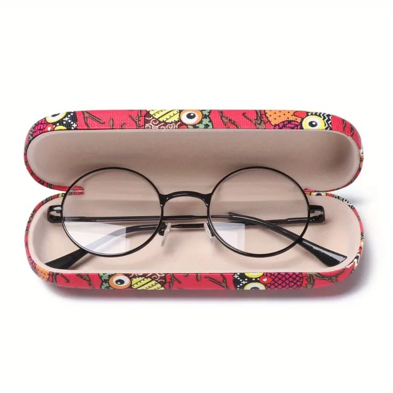 1pc feminino óculos caso dos desenhos animados bonito coruja animal óculos de sol protetor de armazenamento portátil couro duro caixa de óculos de leitura