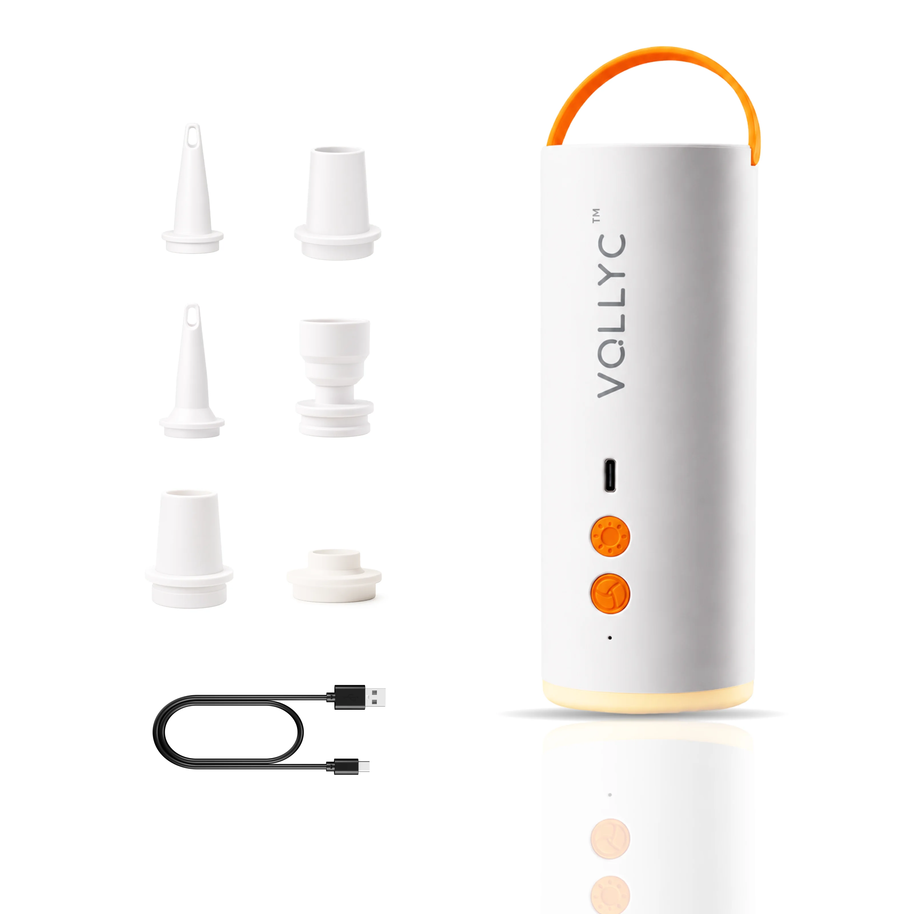 flextail-x-vollyc-電動エアポンプ。内蔵4000mah大容量バッテリー搭載。持ち運び可能なキャンプ用エアポンプ。エアベッド、寝具、真空パックバッグなどに使用可能。