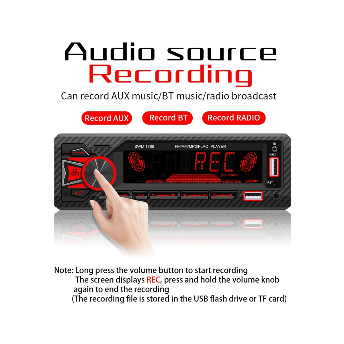 Exquisite Car Radio 1Din Srereo Bluetooth MP3 Player FM Receiver with Remote Control AUX/USB/TF Card in Dash Kit