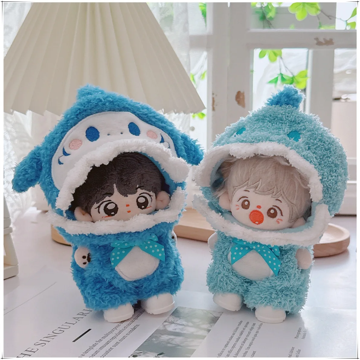

10-17cm Kawaii Mini Idol Doll Clothes Cute Cartoon Winter Shark Set Stuffed Cotton Doll Clothes Accessories Toys Girls Gifts