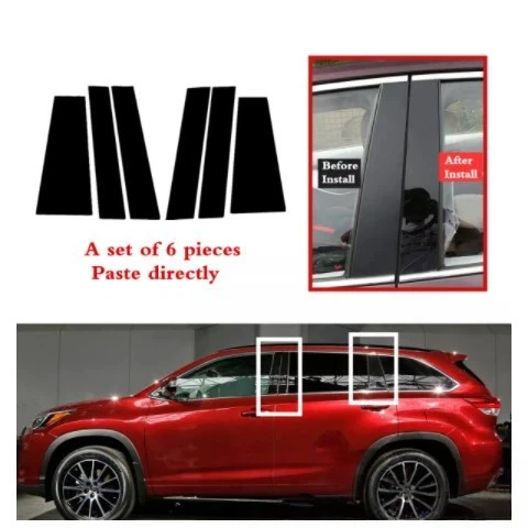 

For Toyota Highlander Rumion 2008-2024 8PCS Window Trim Covers Center Film Column B C Pillar Posts Sticker Car Accessories