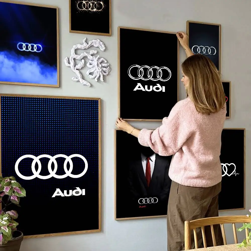 A-Audis Logo Movie Sticky Posters Retro Kraft Paper Sticker DIY Room Bar Cafe Aesthetic Art Wall Painting
