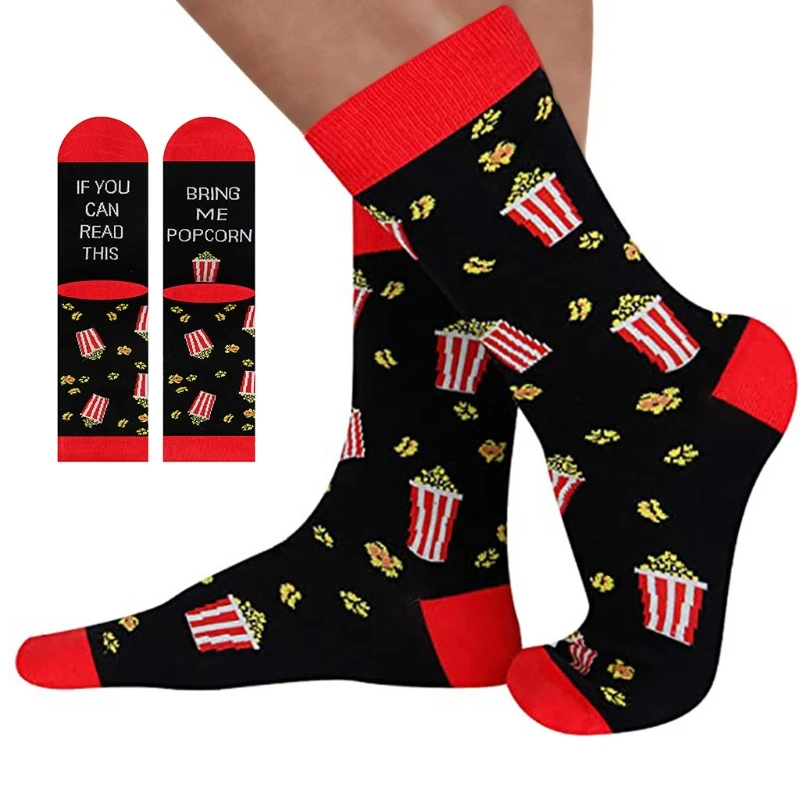 Calcetines novedosos con texto divertido para hombre y mujer, puedes esto, tráeme palomitas maíz, Tacos Sushi, en