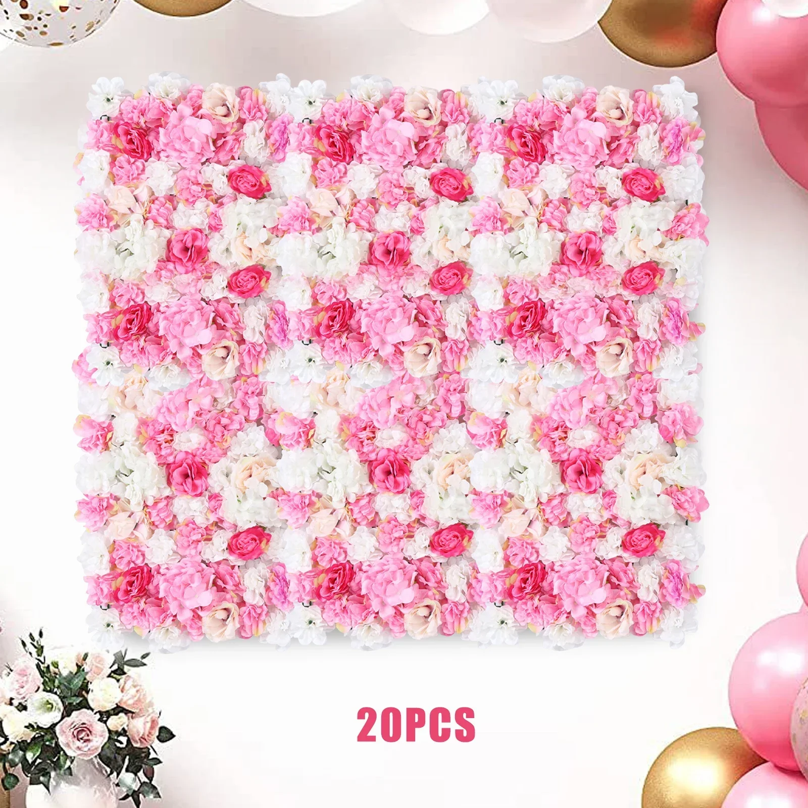 20PCS Artificial Fake Flower Wall Panel Velvet Hydrangea Rose Panel Wedding Venue Floral  Wall Decor 60*40cm