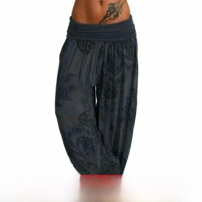 

Повседневные брюки с высокой талией и принтом, длинные брюки в стиле ретро, модные повседневные брюки с принтом и высокой талией для женщин