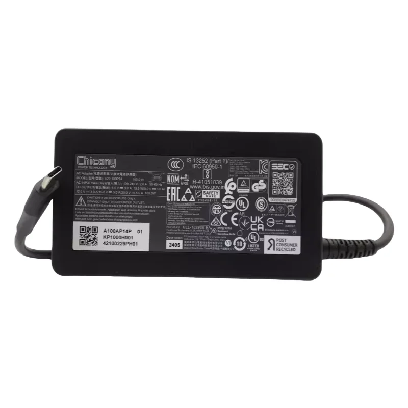 Original Chicony A22-100P2A 20V 5A 100W AC Adapter Charger TYPE-C A100AP14P Laptop Power Supply Genuine