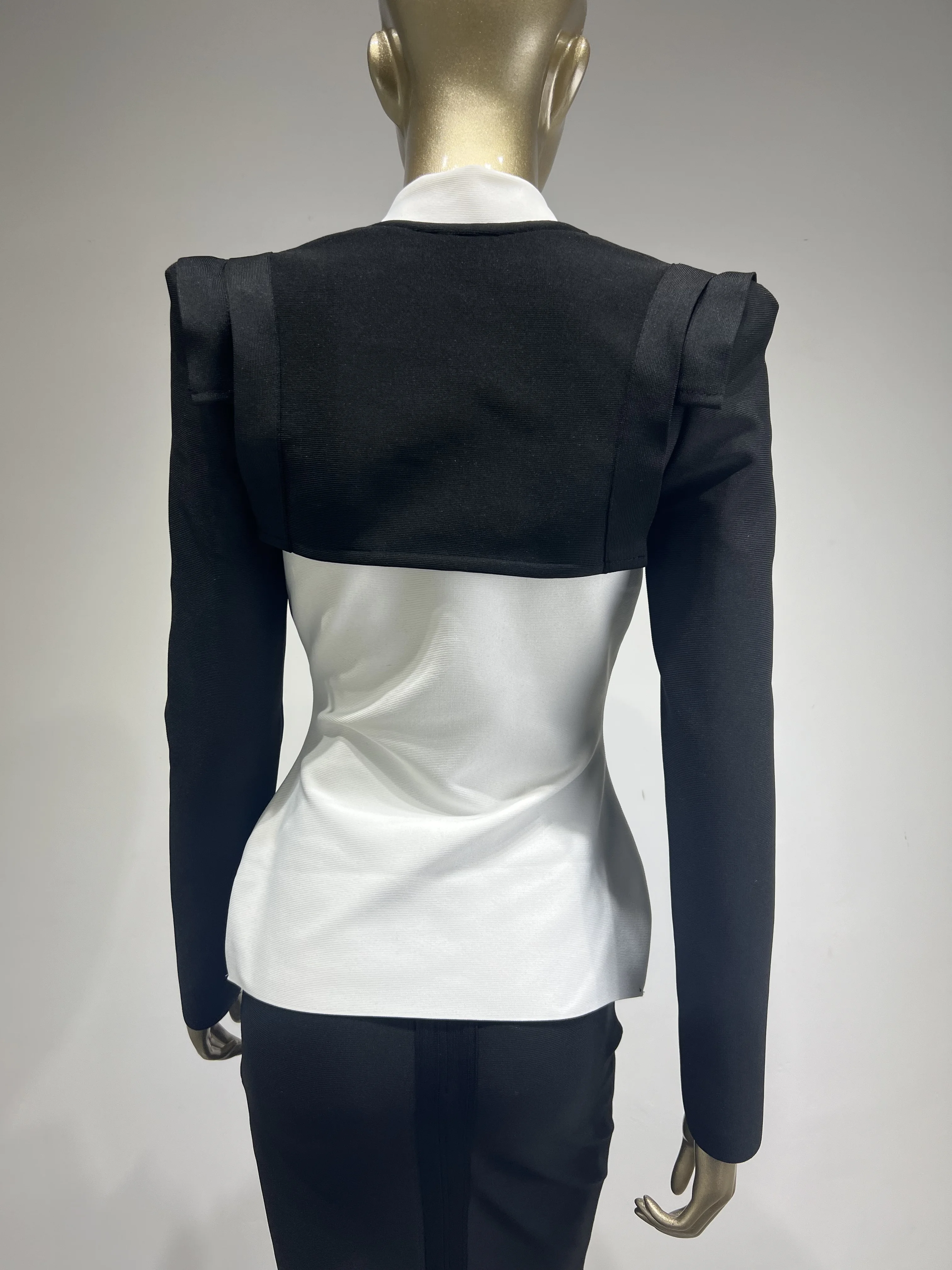 Blazer lavorato a maglia Vintage elegante da donna Top fasciatura elastica manica lunga due pezzi occasioni formali Top High Street OL Garment