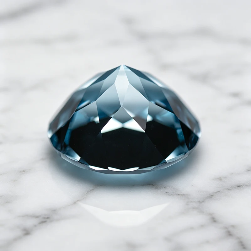 Hochwertige Labor-Saphir-Edelsteine in runder Form, Aquamarin-Anhänger für DIY-Schmuckherstellung, Materialien mit wählbarem Zertifikat – Detail 2
