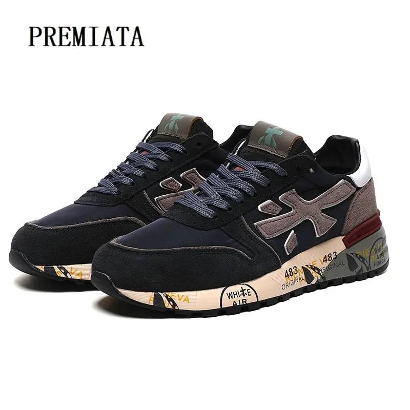 PREMIATA sepatu pria Fashion luar ruangan olahraga kasual desain bernapas tahan air Multi Warna elemen tren Lace-up Sneakers pria