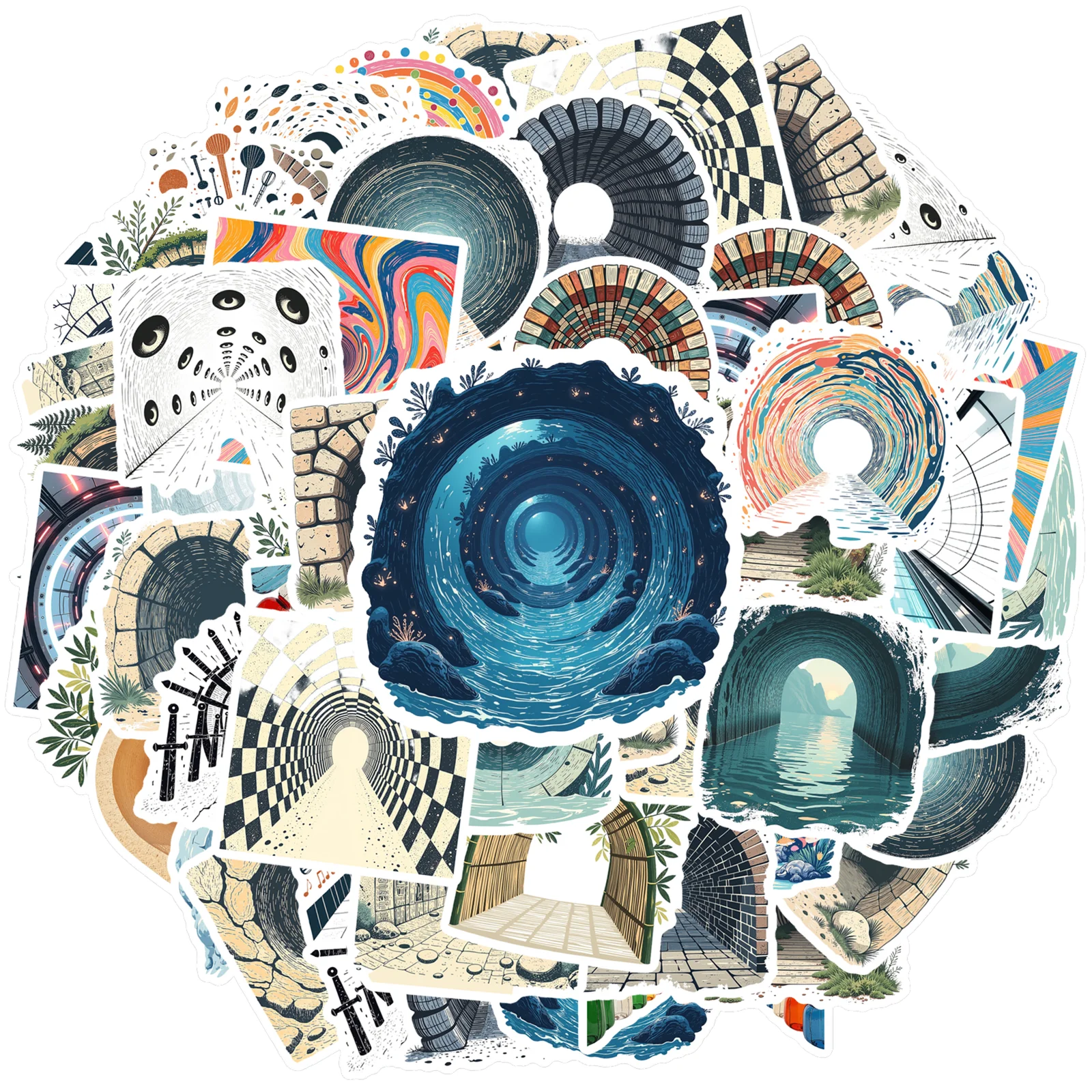 35-70 قطعة ملصقات نفق غامضة ملصقات Kawaii ملصقات الختم الجمالية المحمول سكيت دراجة نارية ملصق مضاد للمياه