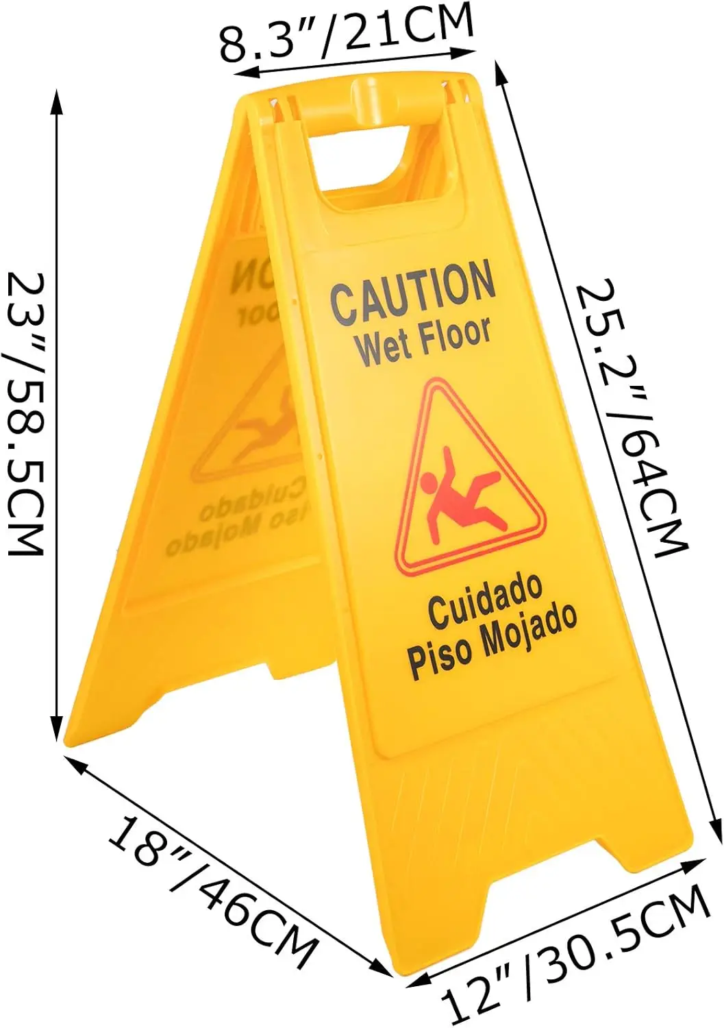 12 Pack Caution Wet Floor Sign 25-Inch Yellow Wet Floor Sign Double Sided Wet Floor Cones Fold-Out Bilingual Plastic Board