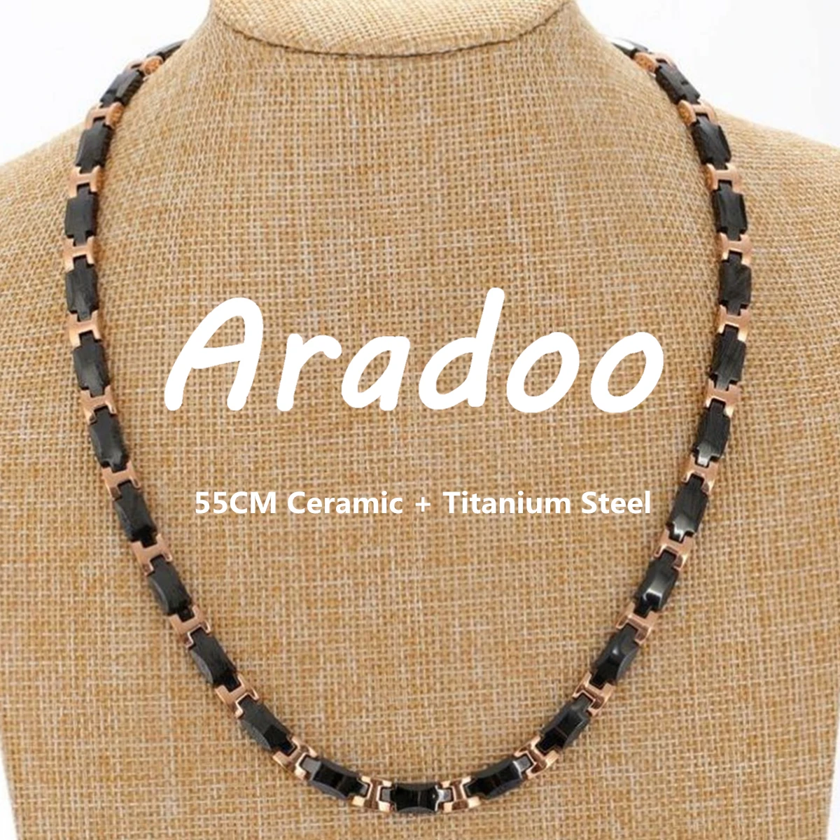 Aradoo Titanium Steel Ceramic Necklace Collar Germanium Fat Burning Anti-radiation Health Necklace Jewelry