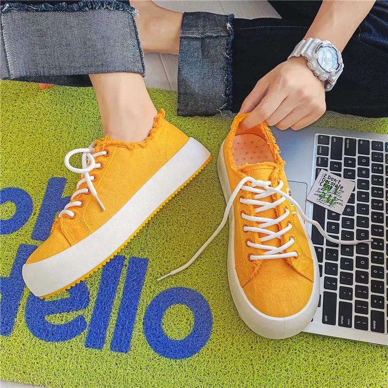 2023 New Spring Autumn Fashion Casual Men For Shoes Trend Canvas Shoes Lace-up Men Flat Shoes Lightweight Soft Walking Sneakers