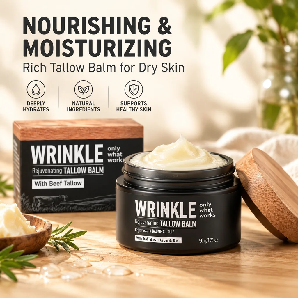 Beef Tallow Balm With Beeswax Face Cream Deeply Moisturizing Nourish Body Facial Lotion Fast Absorbing For Dry Rough Skin Care