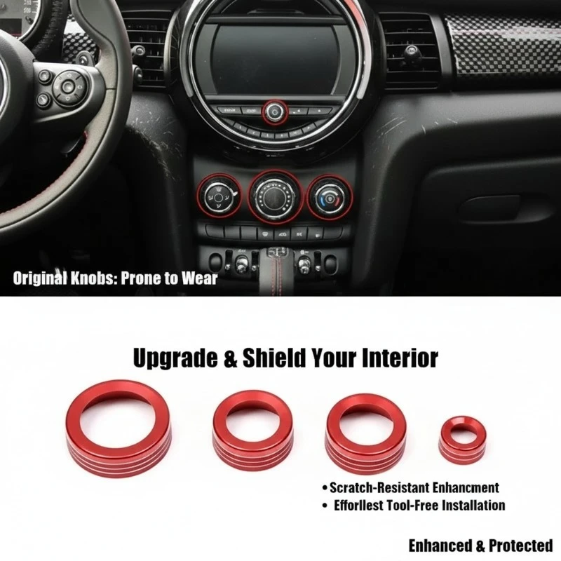 

Aluminum Alloy Red For BMW MINI F55 F56 F57 2014-2022 Car Air Conditoin Knob Cover Decorate Interior Car Accessrories