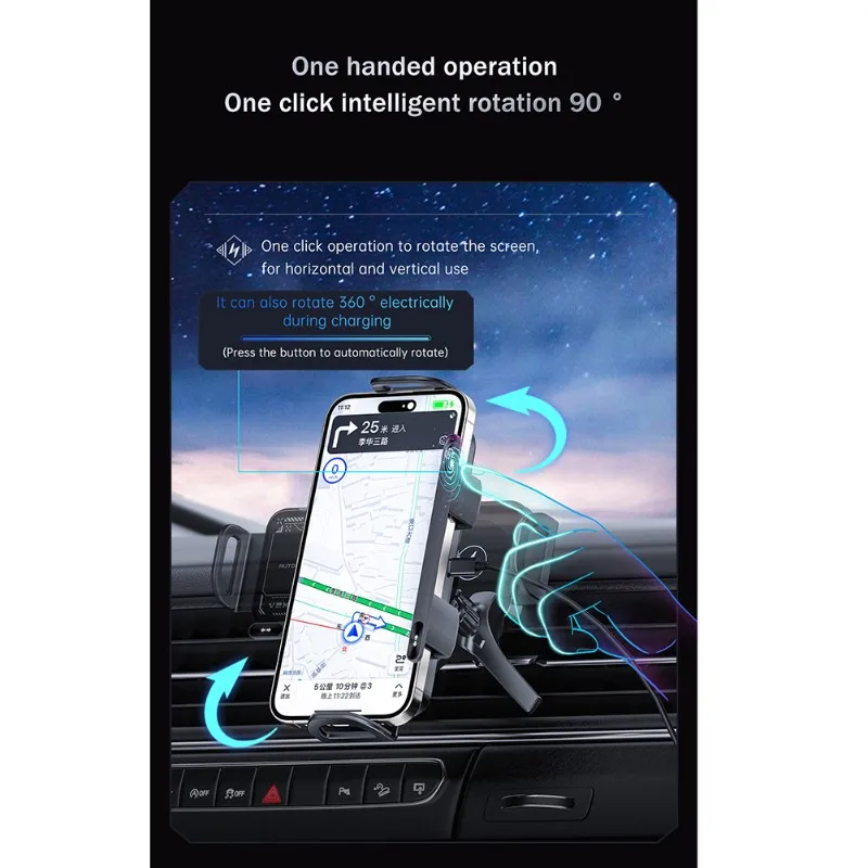 forfor 15W Car Phone Wireless Charger Holder 360° Rotation for Samsung Galaxy Fold 6 5 4 Z Flip S25 for IPhone Car Phone Holder