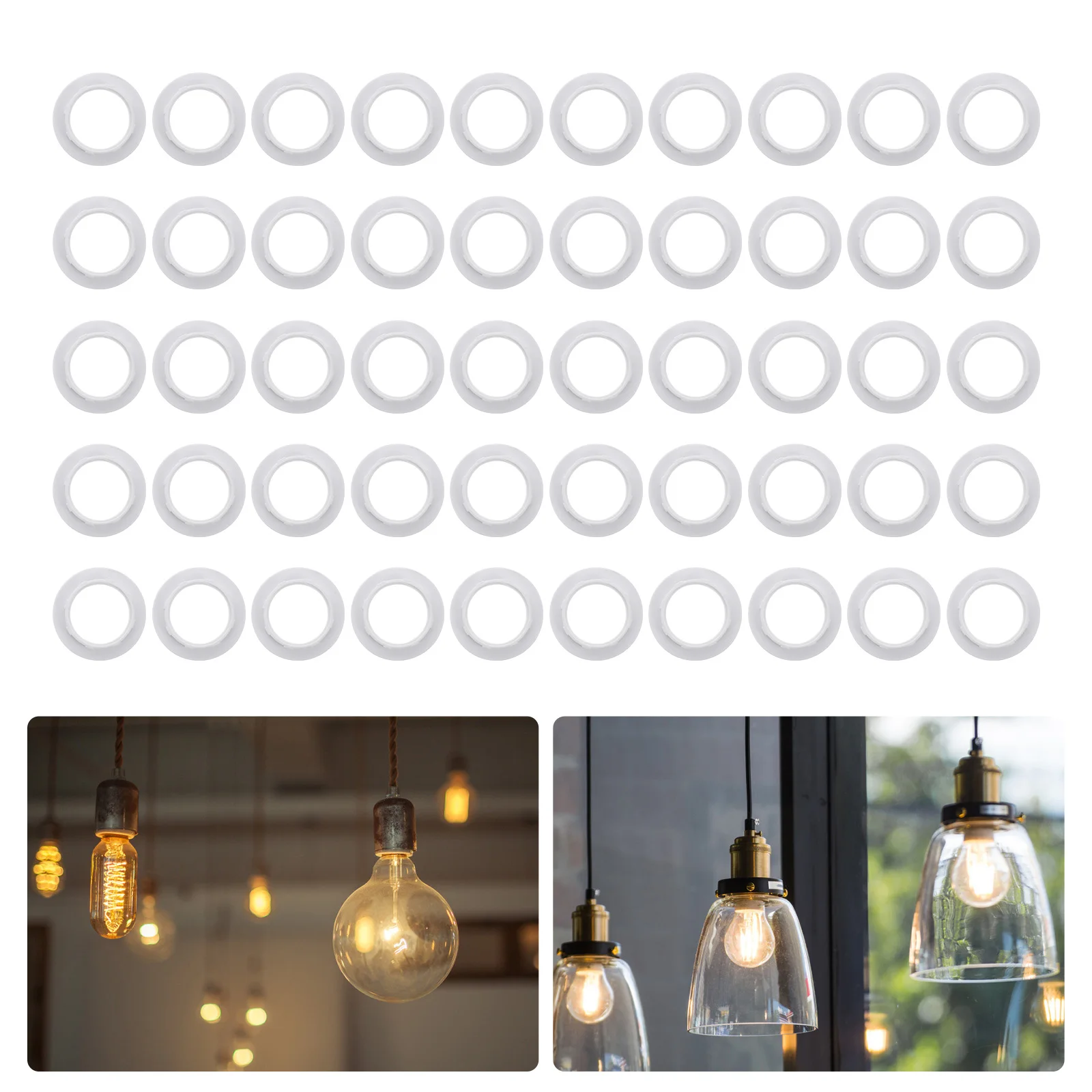 

50 Pcs Lamp Holder E14 Threaded Lampshade Ring Fixing Ring White Plastic Collar Light Socket Shade Threaded Mounting Accessories