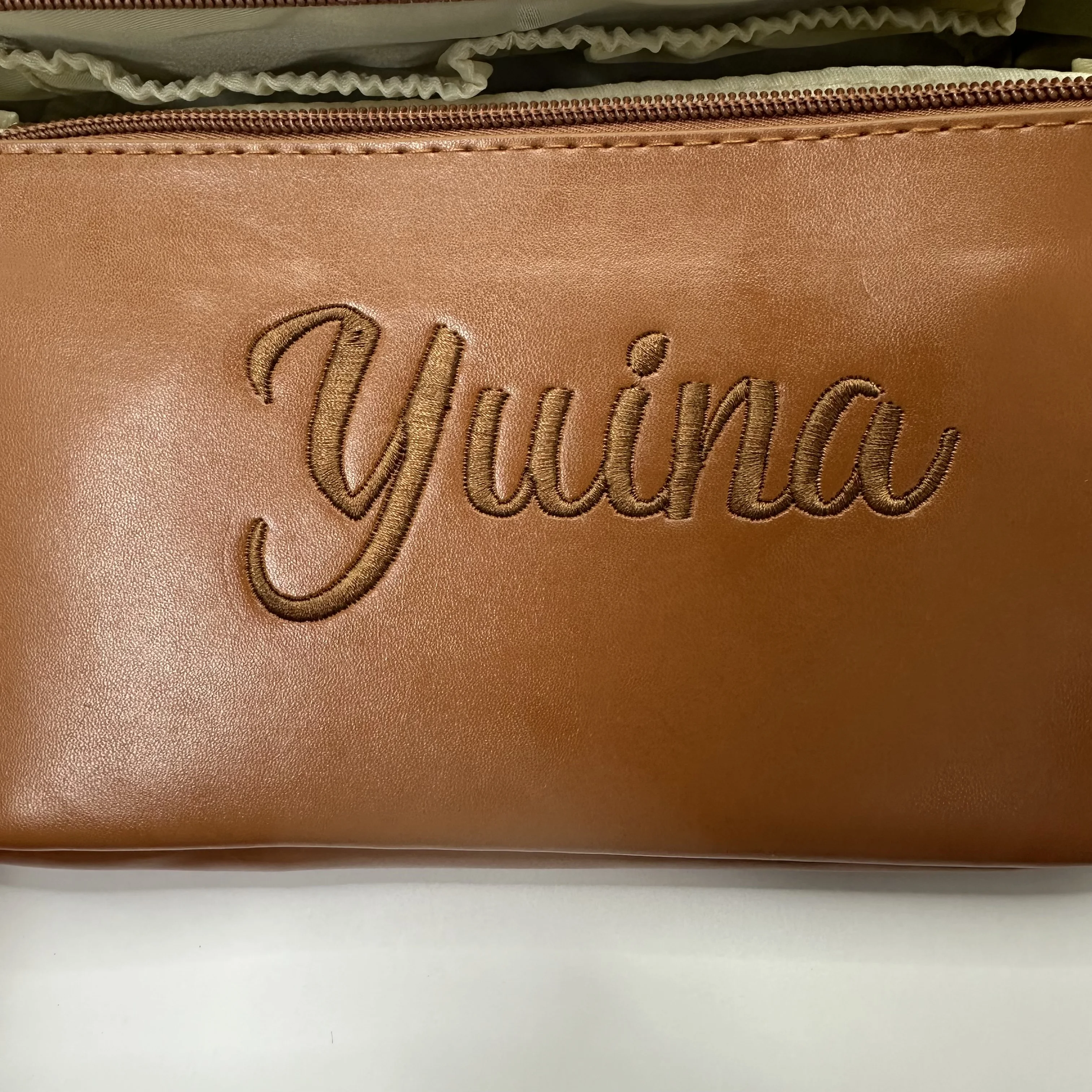 PU Makeup Bag Personalized Customization Embroidery Travel Makeup Bag Christmas Gift for Her Bride Gift Birthday Gift for Women