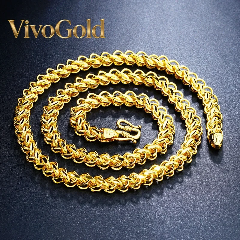 

VivoGold VivoGold Luxury 24K 9999 Pure Gold, мужское тайское ожерелье из настоящего золота, мужское ожерелье