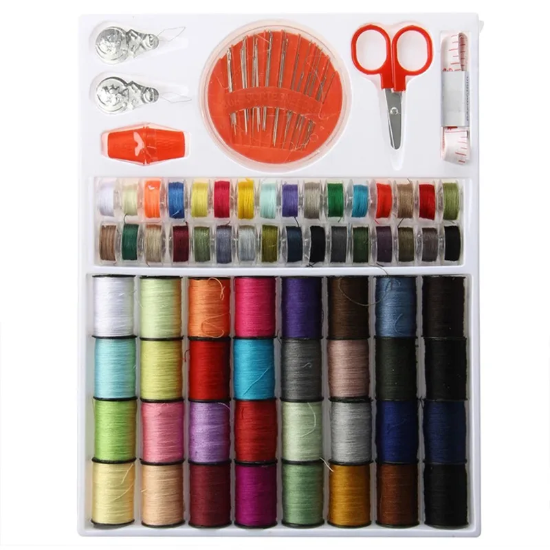 64Pcs/Set Color Sewing Machine Thread Household Sewing Manual Thread Suitable For All Sewing Machine Scissors Ruler Sewing Tools