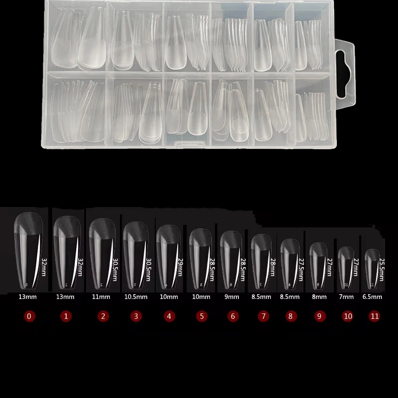 120 Piezas Uñas Postizas Transparentes Semi-Mate en Forma de Ataúd, Tips para Extensión de Uñas con Cápsula 3