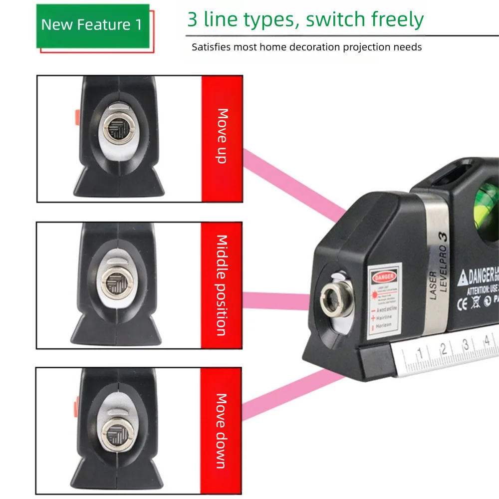

Регулируемая лазерная лента для уровня, многофункциональный портативный горизонт, вертикальный измерительный прибор со стальной линейкой