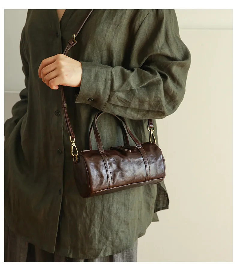 PNDME modische, lässige, handgefertigte Damenhandtasche aus erster Schicht Leder, schlichte, Vintage-Optik, echtes Leder, niedliche Mini-Umhängetasche für Damen – Detail 7
