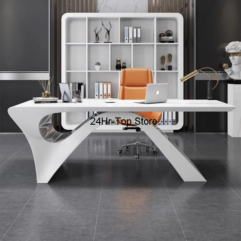 

Salon White Office Desks Conference Corner Workstation Storage Office Desks Writing Scrivania Ufficio Lavoro Home Furniture