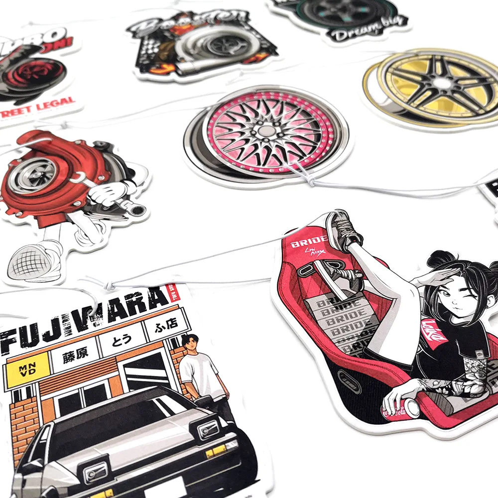 مثير فتاة JDM سيارة معطّر الهواء معلقة مرآة الرؤية الخلفية نكهة العطور توربو قرص فرامل تعديل الثقافة الصلبة ورقة الملحقات #2