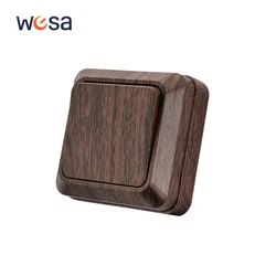 WESA Wood Wall Surface Button Light Switch EU Spray Paint Plastic Outdoor 1 Gang 1 Way Wall Exterior Rocker On / Off  Switch