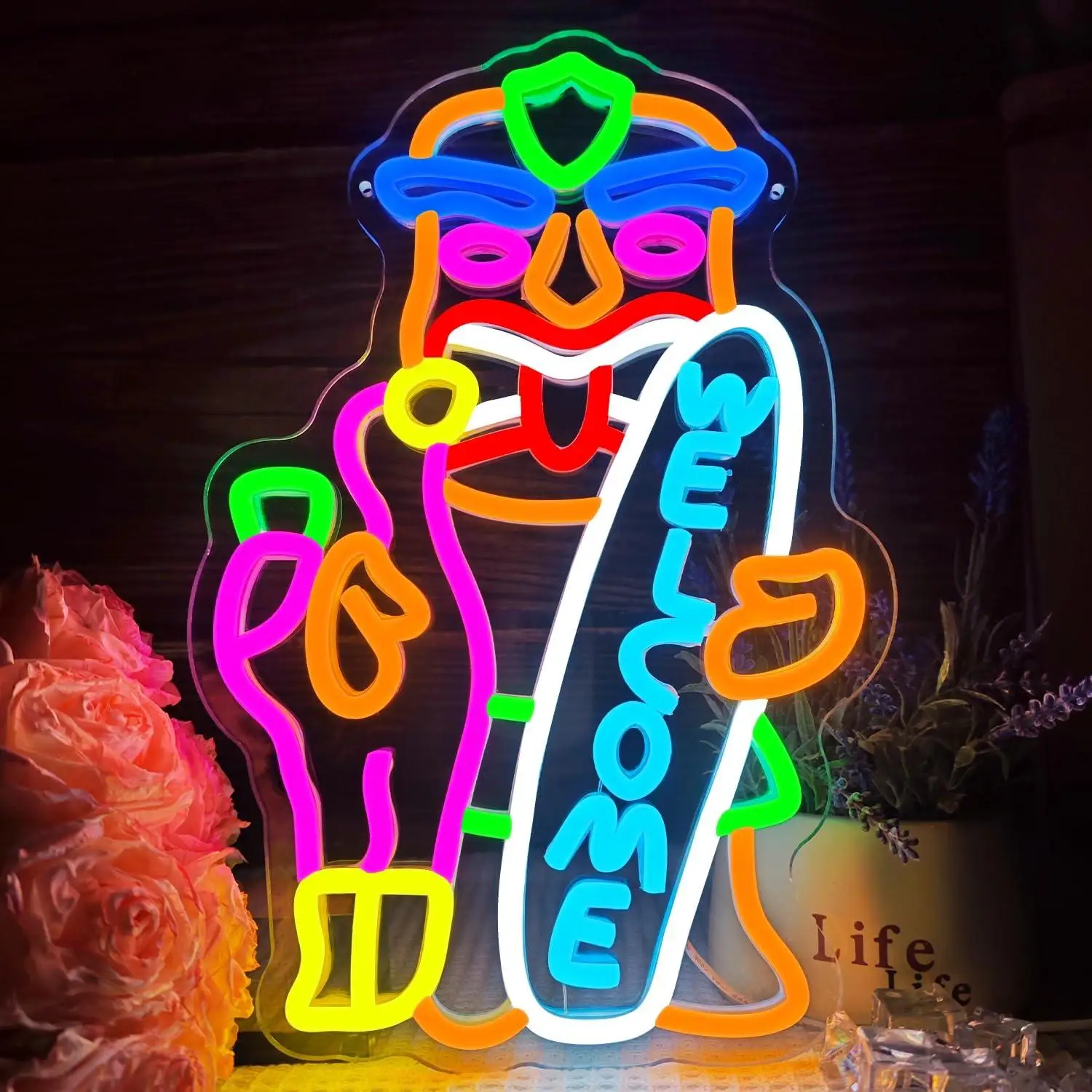 

Tiki Bar Neon Sign Dimmable Flamingo LED Lights for Hawaii Pool Bar Party Sea Party Decor Gift Wall Light Business Bar Signs
