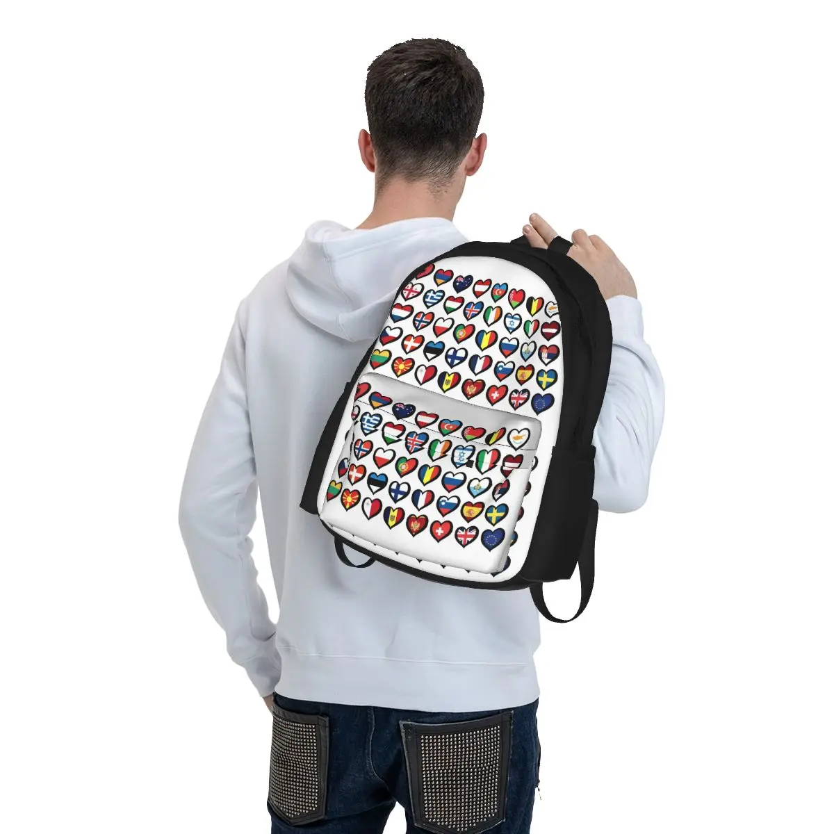 Euro vision Song Contest Flaggen Herzen Rucksäcke Jungen Mädchen Bücher tasche Kinder Schult aschen Kind Rucksack Reise Rucksack Umhängetasche