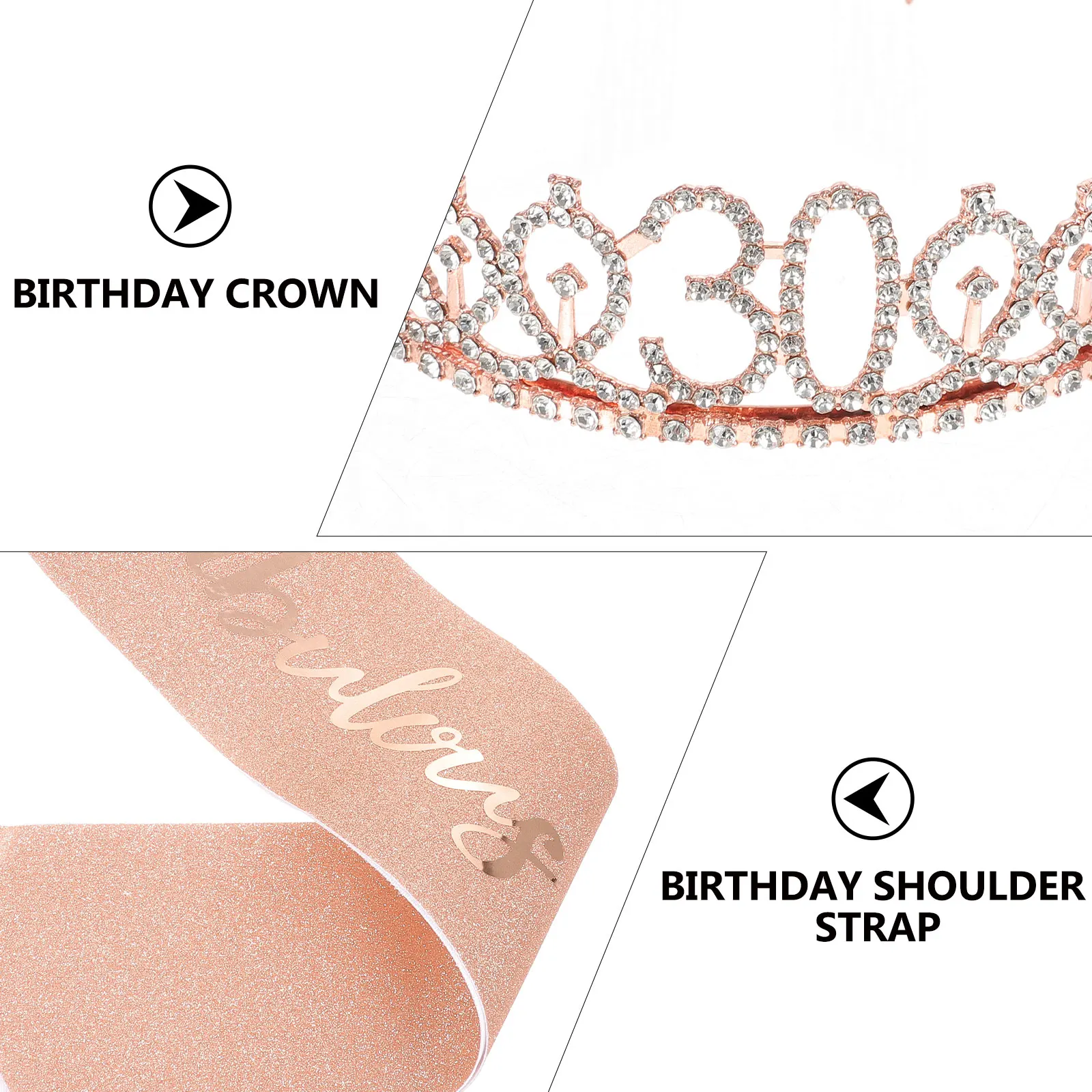 

1 set 1 Set Tiara Sash Pearl Pin Kit 30Th Birthday Party Supplies For Women Girls Decorations Photo Props Crowns Sash Party