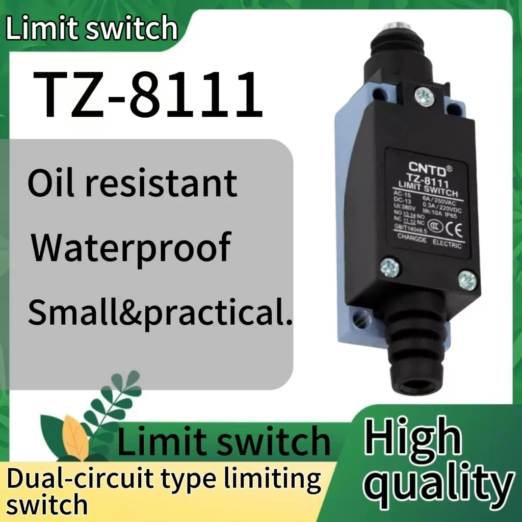 

CNTD TZ-8111 Snap Action Plunger Limit Switch1NO/1NC IP65 Waterproof Oilproof High Mechanical Electrical Life for Industrial Use