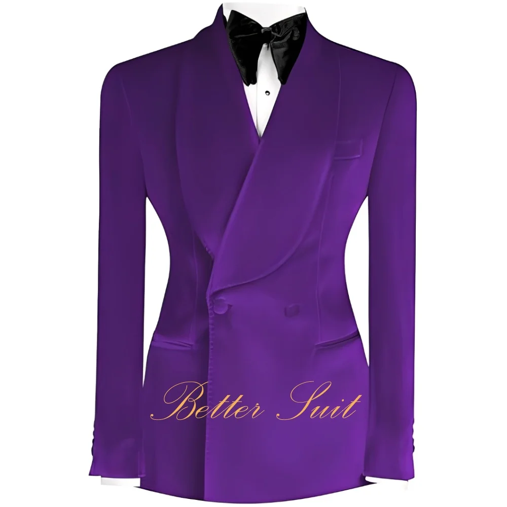 سترة مخملية للرجال بياقة شال سترة مزدوجة الصدر للرجال بزرين سترات بدلة سهرة لحفلات الزفاف والحفلات الراقصة