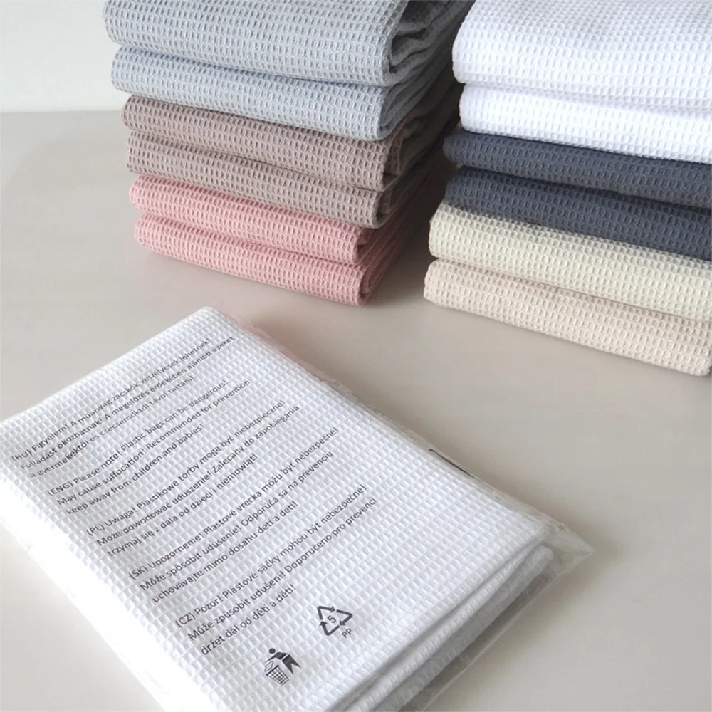 Absorbent Square Towel Thickened Waffles Household Kitchen Rag Dishwashing Towel Plain Color Pure Cotton Scrubbing Cloth