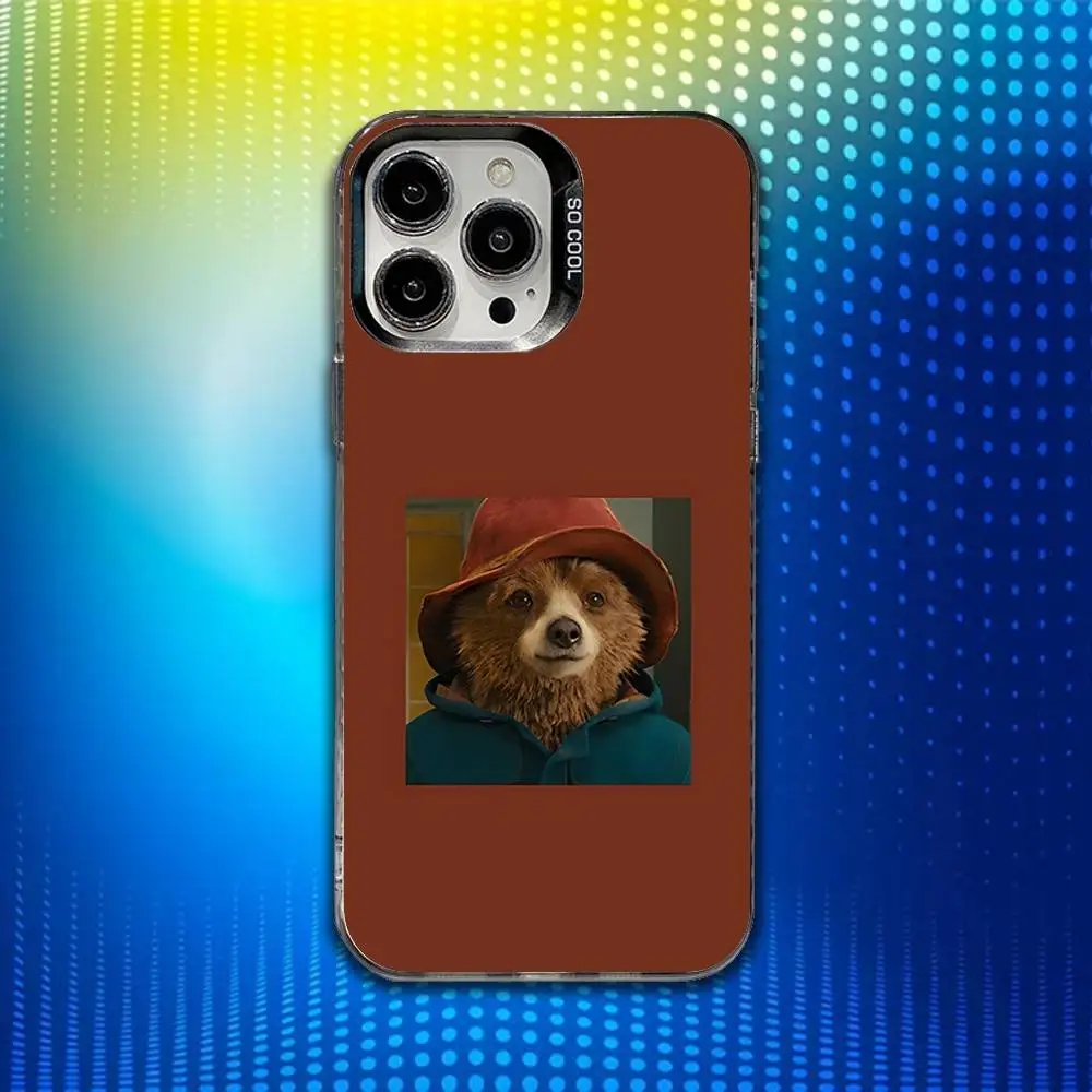 حافظة هاتف P-PaddingtonS Bear اللطيفة لهاتف iPhone 17,16,15,14,13,12,X,8,Pro,Max,Plus,E,SE4,Air,Mini IMD أسود غير لامع