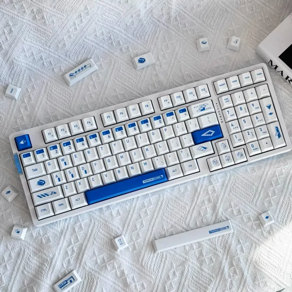 

Ladder Theme Keycaps 136 Keys White Blue Cherry Profile PBT Thermal Sublimation Custom Keycap for Mechanical Gaming Keyboard