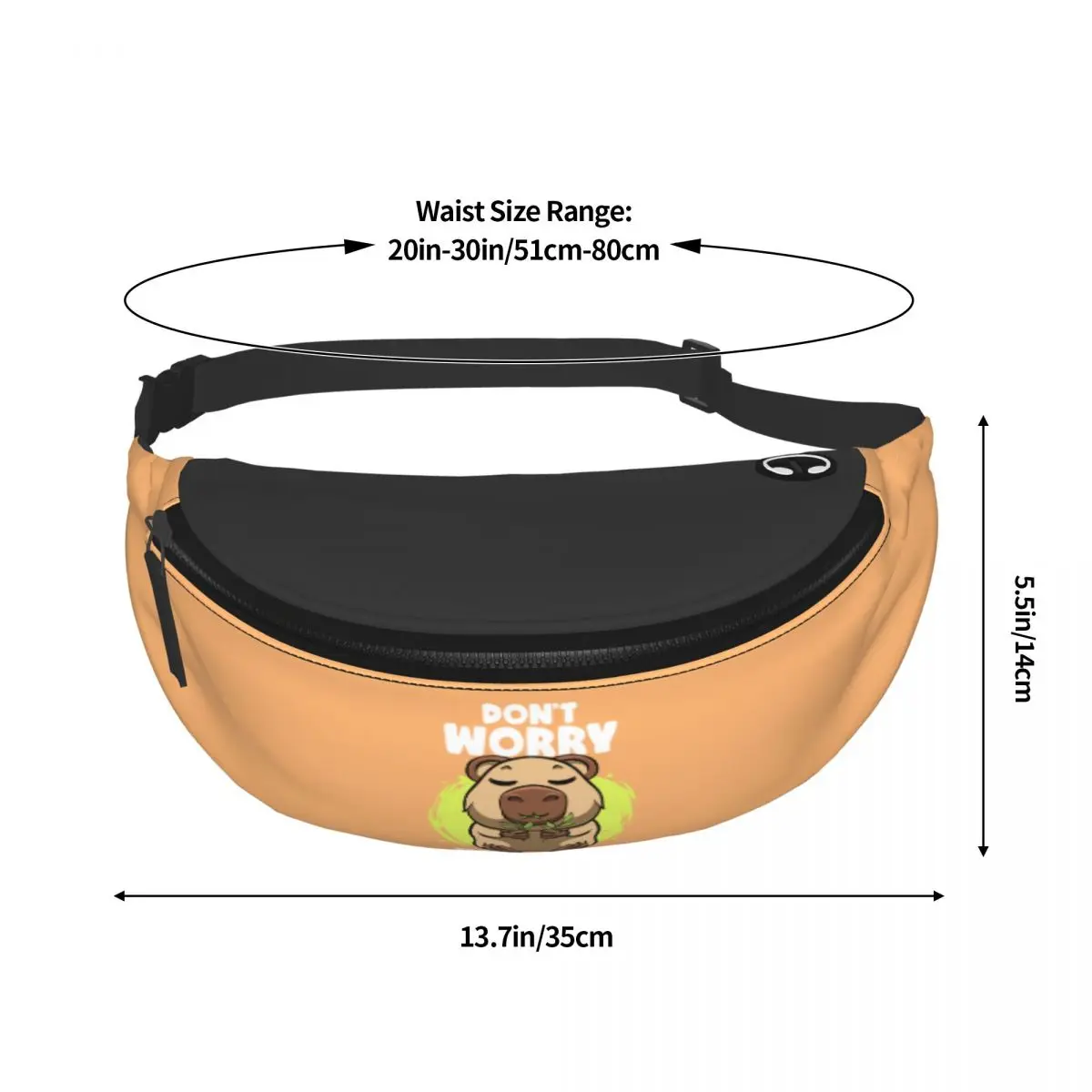 Funny Capybara Face Fanny Pack Men Women Custom Don't Worry Be Capy Crossbody Waist Bag for Travel Hiking Phone Money Pouch