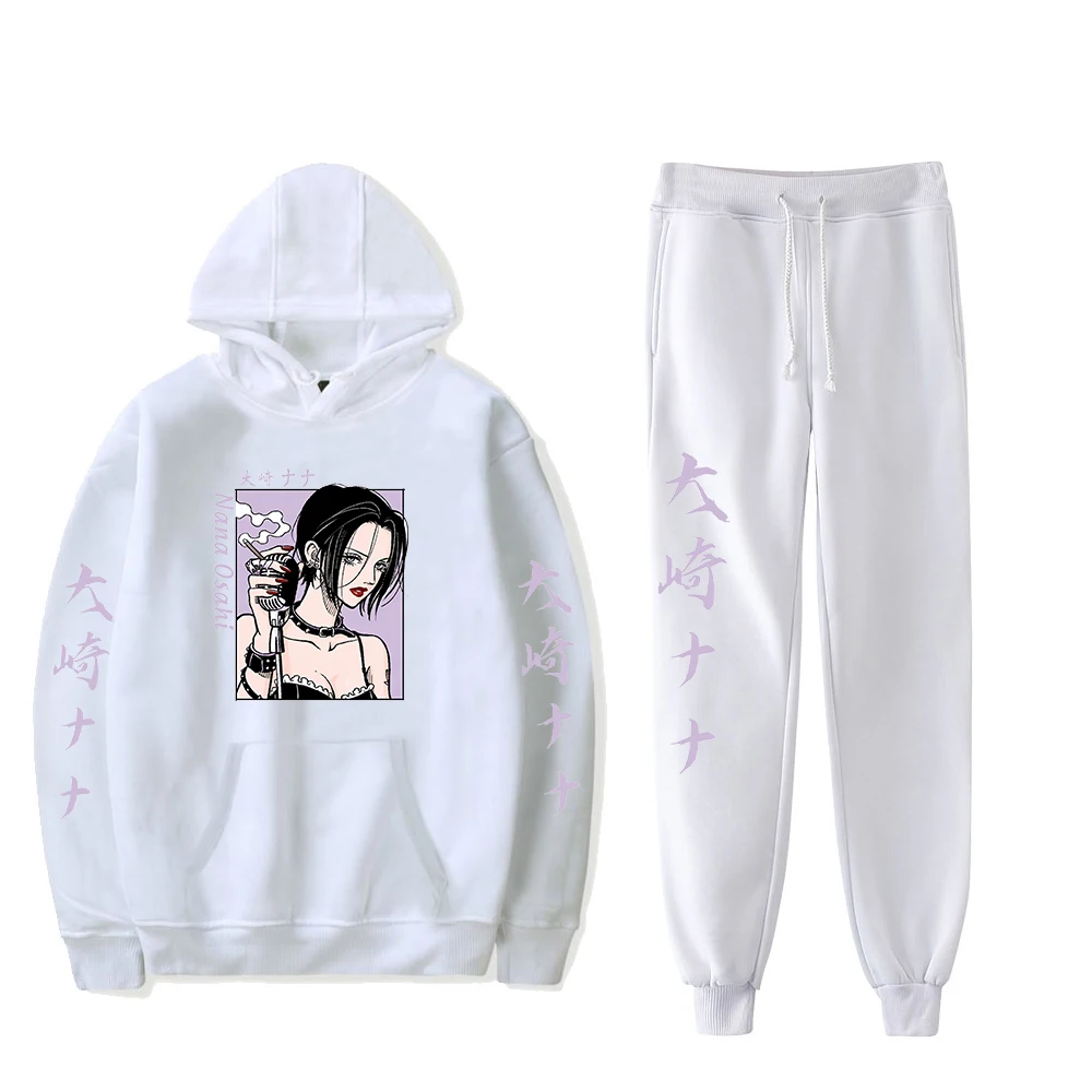 Nana Osaki Anime Hoodie Jogger Pants Two Piece Set Sweatshirts+Sweatpants Harajuku Streetwear Women Men's Set