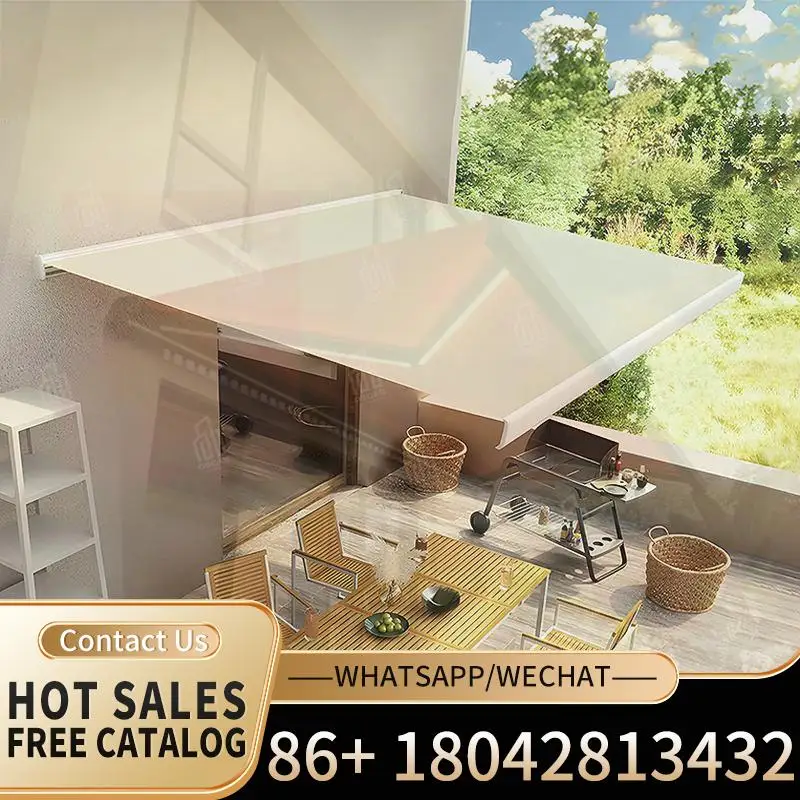 

Electrical Rain Sensor Control Retractable Full Cassette Aluminum Awning Weather Resistant Flexible for Patio Garden Balcony Ret