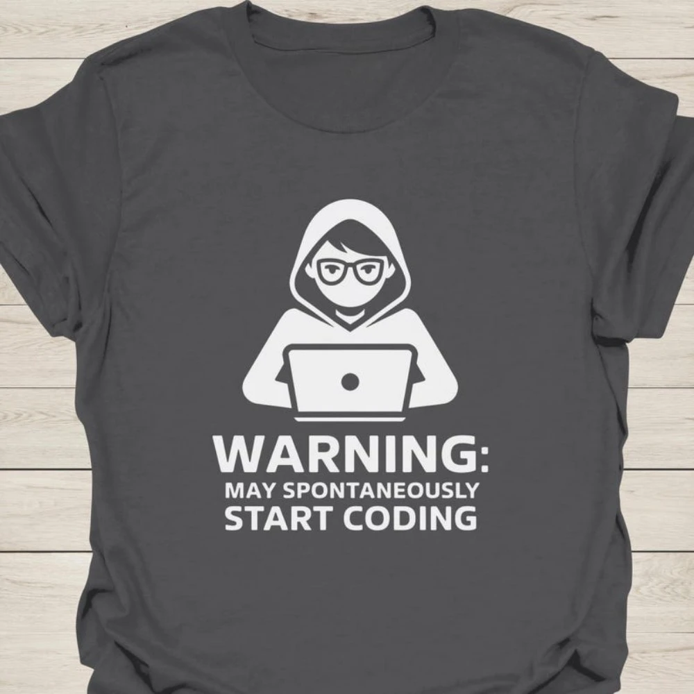 Coder T-Shirt Warning: May Spontaneously Start Coding Funny Programmer T-Shirt for Developers & Tech Enthusiasts Men Clothes