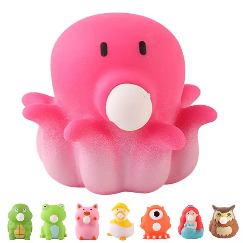 かわいい動物スクイーズバブル吐きおもちゃ、自宅オフィスストレス解消ハンドピンチボール、子豚ブローバブル人形、子供用ベントおもちゃ