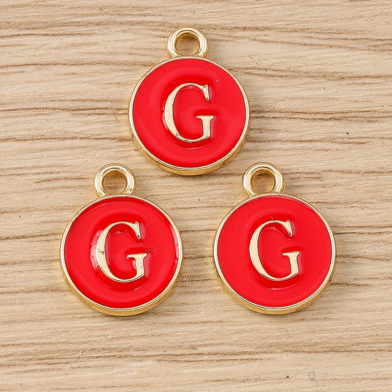 10 Stück 11x14mm Niedliche Emaille-Buchstabenanhänger A-Z für Schmuckherstellung, Ohrringe, Anhänger, Halsketten, DIY-Bastelbedarf – Detail 9