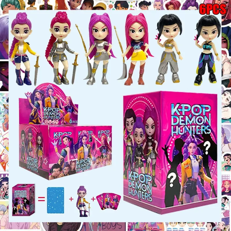 6 unids/set Anime Kpop Demon Hunter caja ciega divertida desmontaje estatua de escritorio regalo coleccionable para niños Halloween Navidad