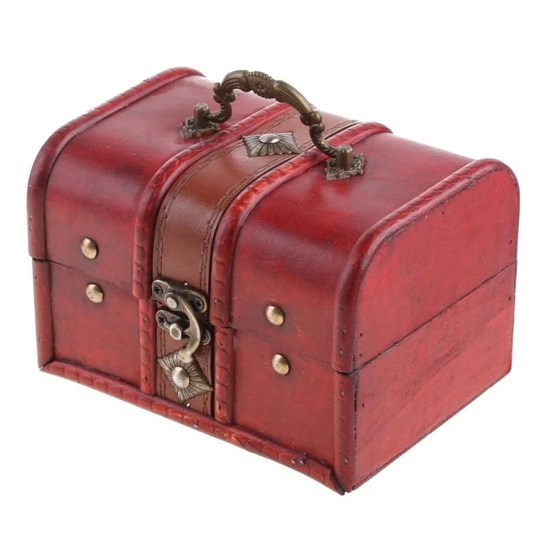 2Pcs Set Wooden Pirate Jewellery Storage Box Case Holder Vintage Z07 Drop Shipping