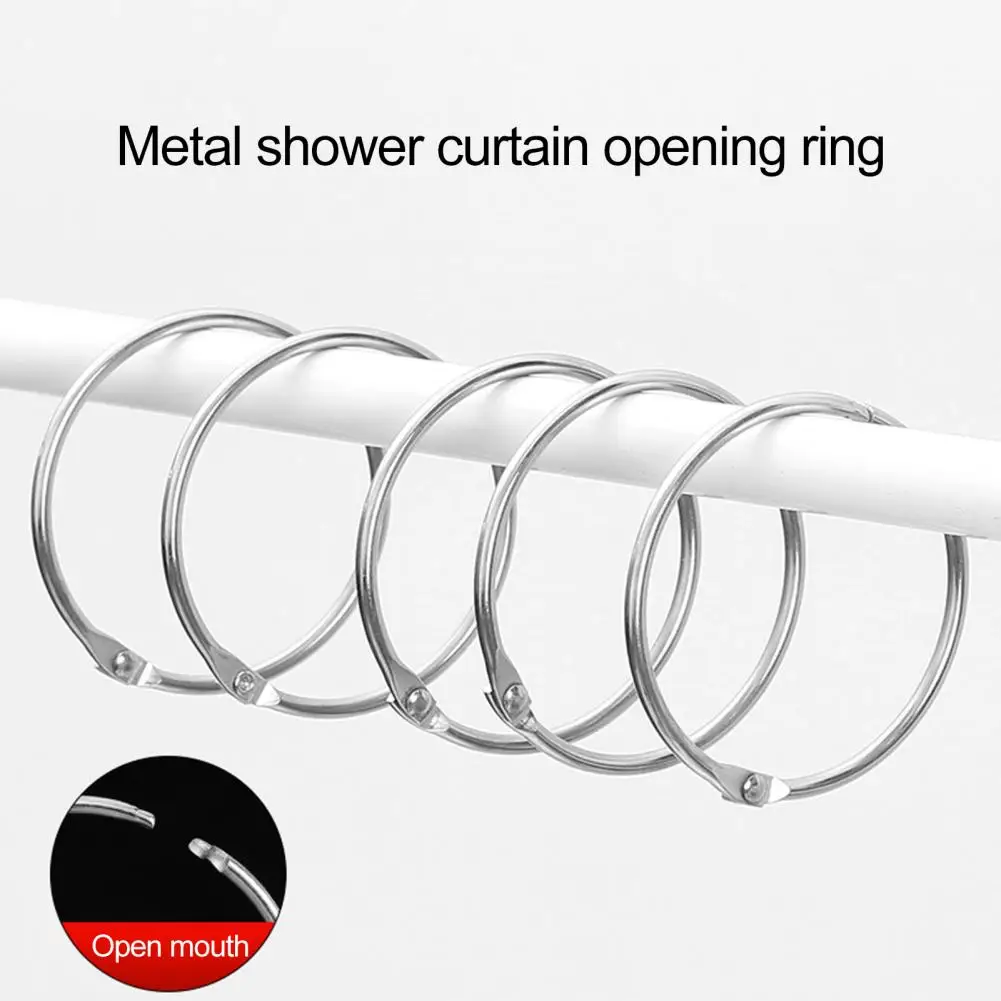 12Pcs Metal Bathroom Shower Curtain Rings Rust Proof Smooth Gliding Tightly Closed Anti-Drop Round Bathroom Shower Curtain Hooks