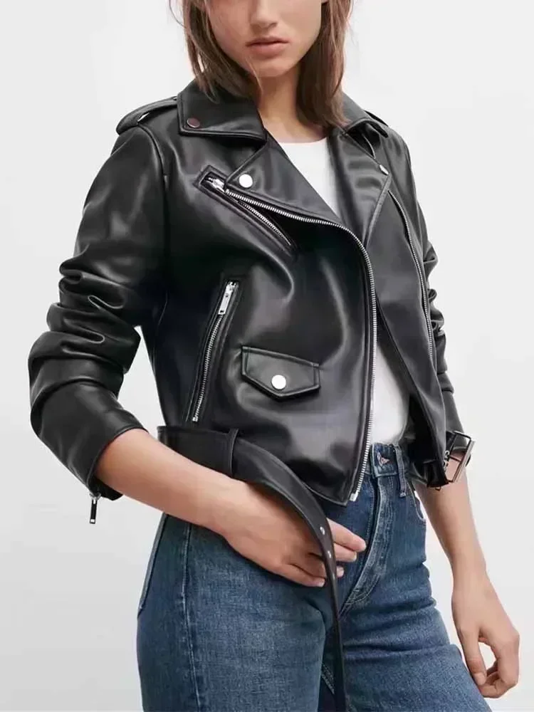 Veste en Cuir Artificiel pour Femme, Manteau Vintage à Manches sulf, Surchemise Chic, Nouvelle Mode 2023