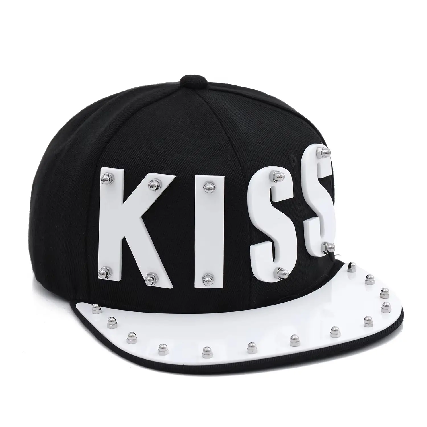 American street fashion personality heavy letter sequin splicing rock nightclub performance decoration hip-hop hat