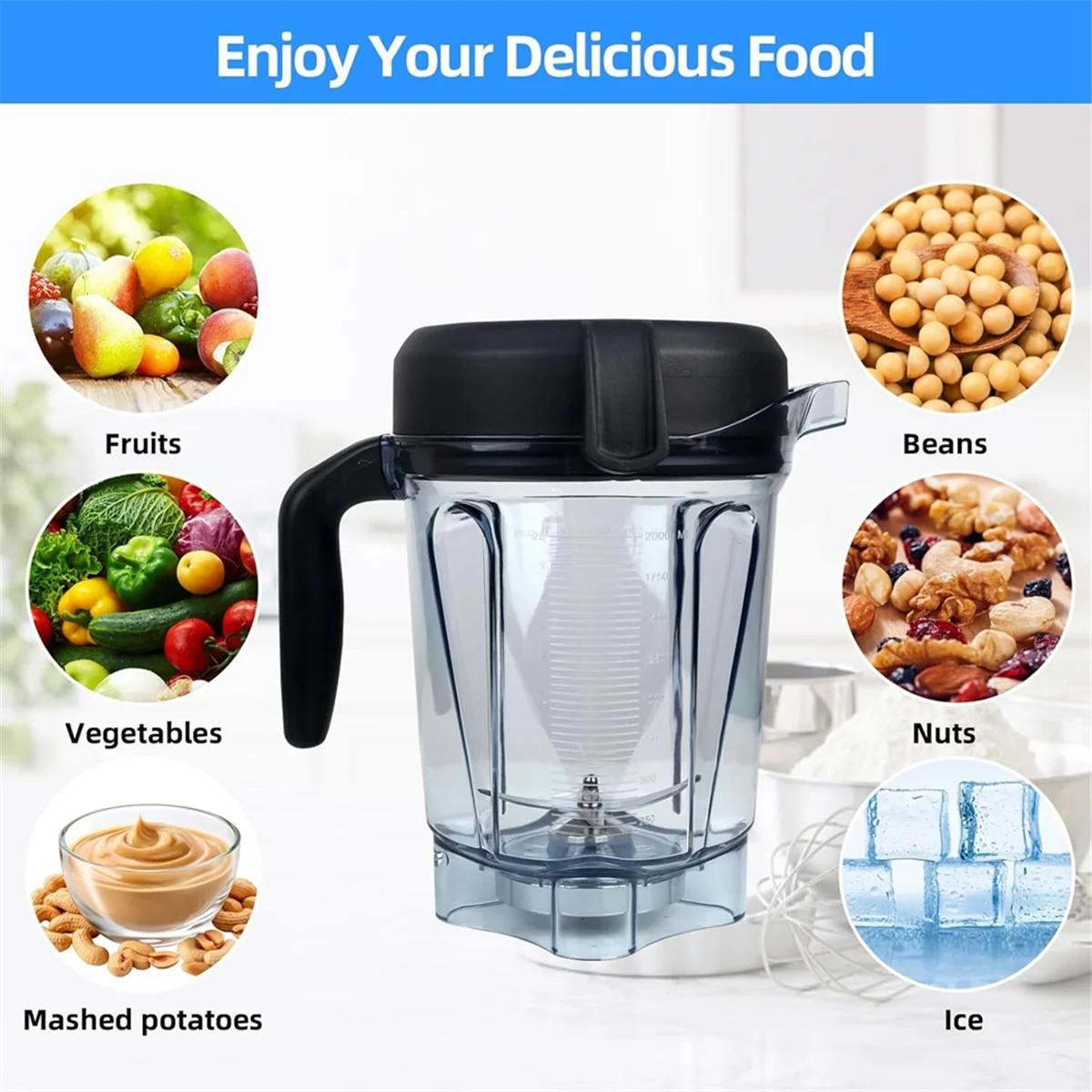 믹서기 피처용 로우 프로파일 교체 용기 항아리 컵, 750, 5200, 5000, 6300, 7500, 64oz